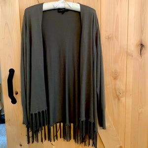 Lane Bryant Army Green Fringe Detail Duster